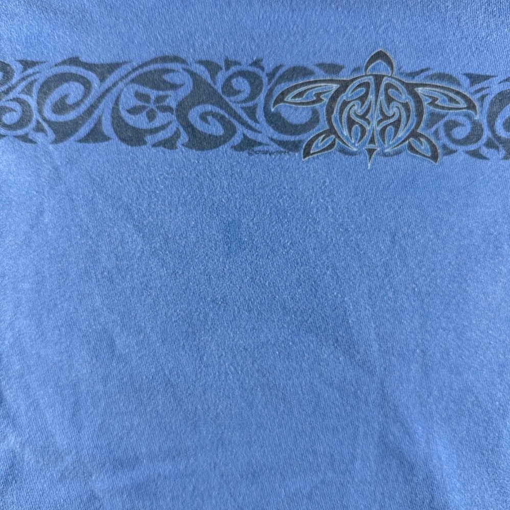 Crazy Shirts Hawaii Blue Hawaii Dyed Long Sleeve Tribal Turtle Honu Tee XXL - Picture 2 of 7